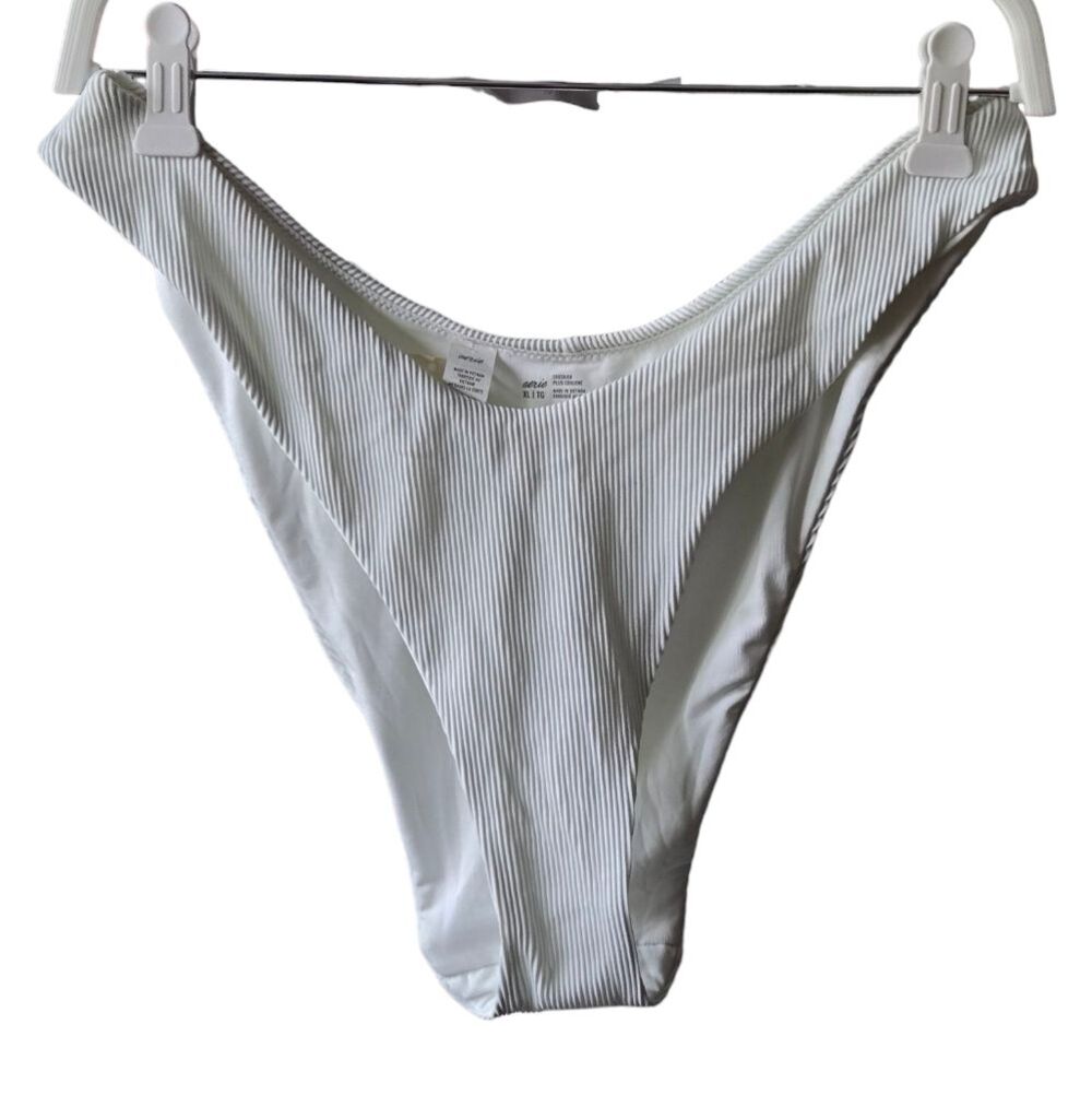 Aerie Ribbed Super High Cut Cheekiest Bikini Bottom Sz X-Large White